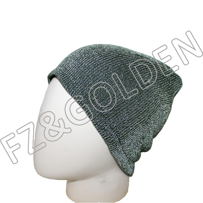 Светлоотразителна унисекс акрилна плетена шапка (5)