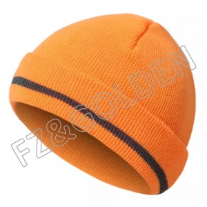 Hi Vis Safety Beanie Hat Customize Your Logo Winter Knit Hat with Reflective Strips Unisex5
