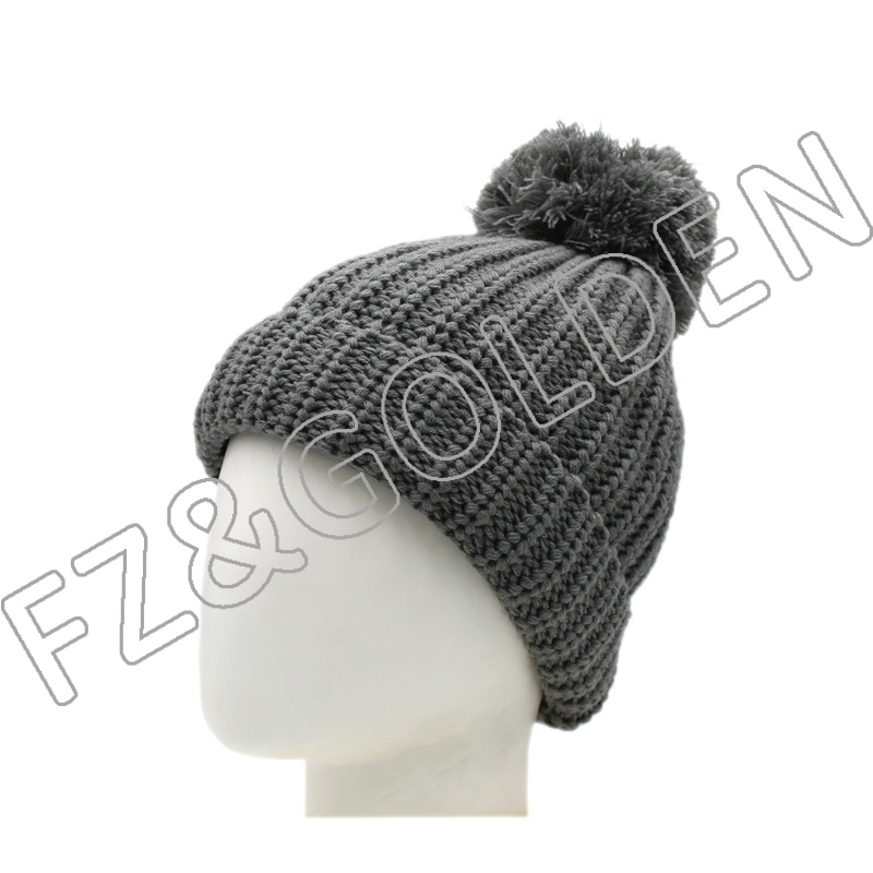 Polyester Knitted Hat With Ball05